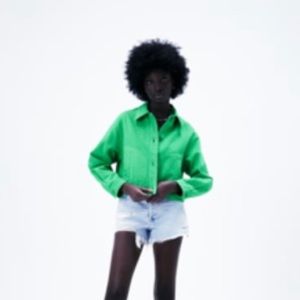 Zara Green Cropped Jacket